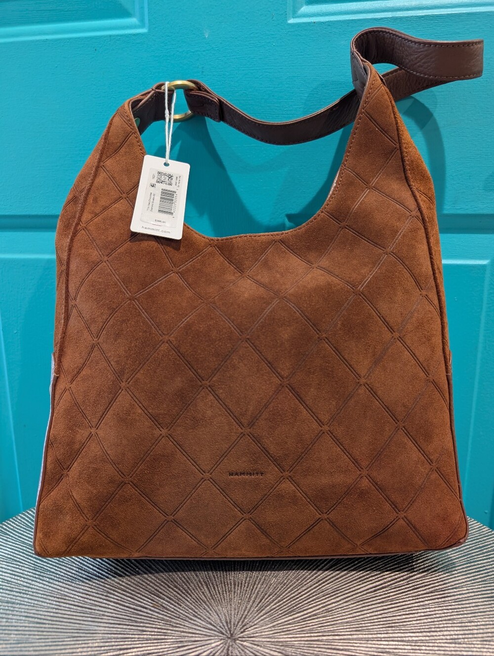NWT Hammitt Chocolate Suede Tim Diamond Quilted Medium Shoulder Bag - Picture 2 of 10